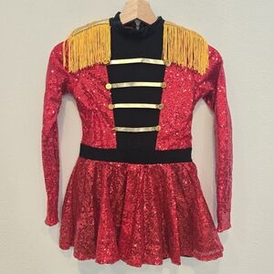 Marching Band CostumeSparkly Sequins Tassels Dance Leotard Dress Ringmaster